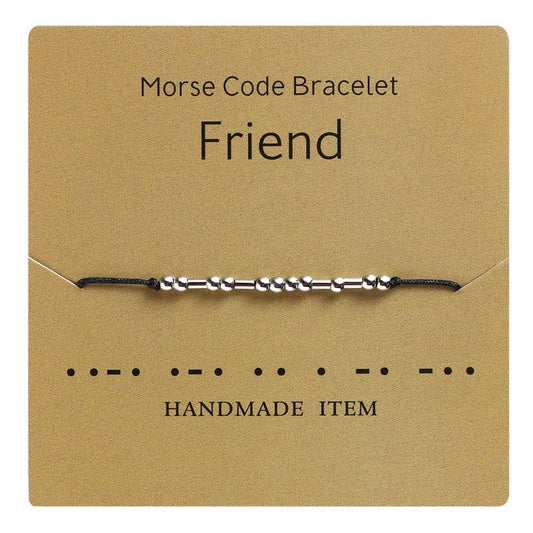 1PC Morse Code Bracelet Silver Beads