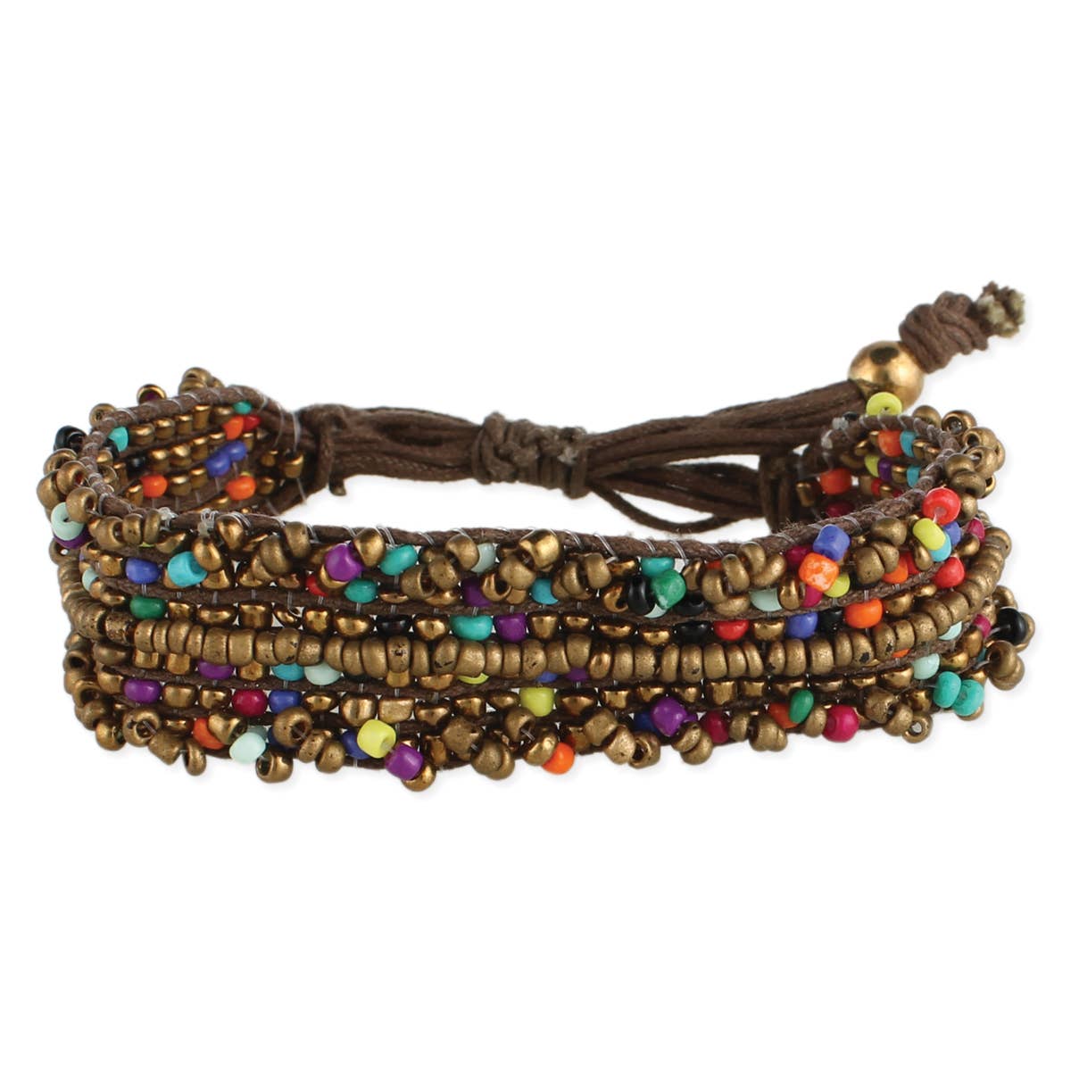 Boho Clusters Bronze & Multi Bead Pull Bracelet