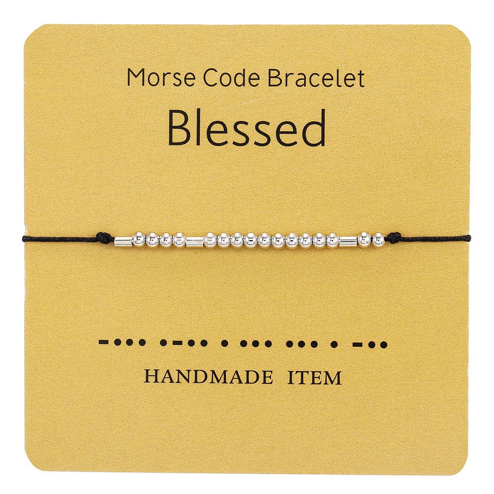 1PC Morse Code Bracelet Silver Beads