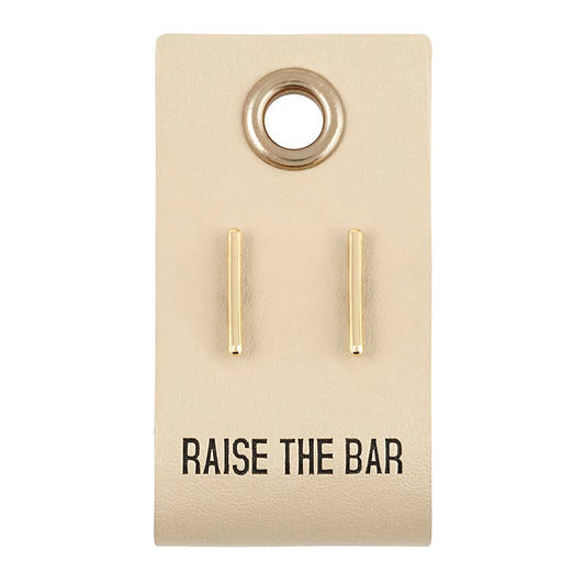 Leather Tag With Earrings - Bar