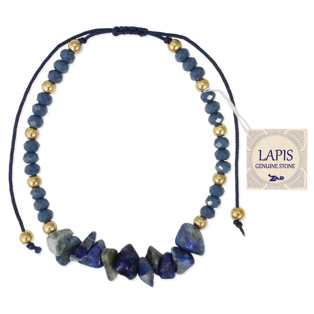 Boho Chic Lapis Chips Pull Bracelet