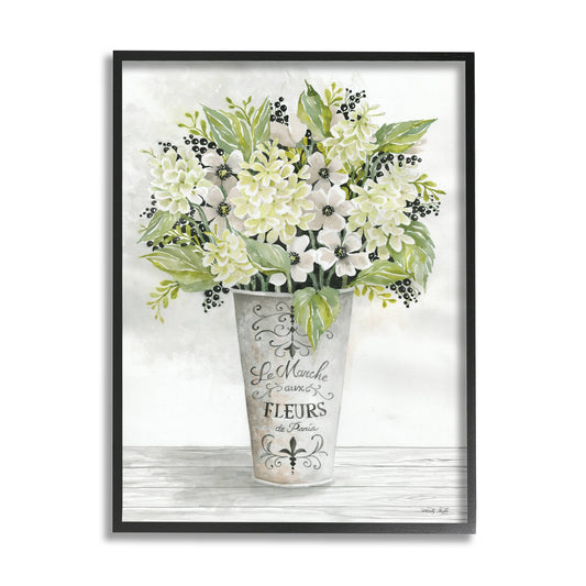 French Floral Greenery Bouquet Parisian Charm Framed