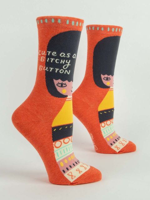 CUTE AS A BITCHY BUTTON W-CREW SOCKS