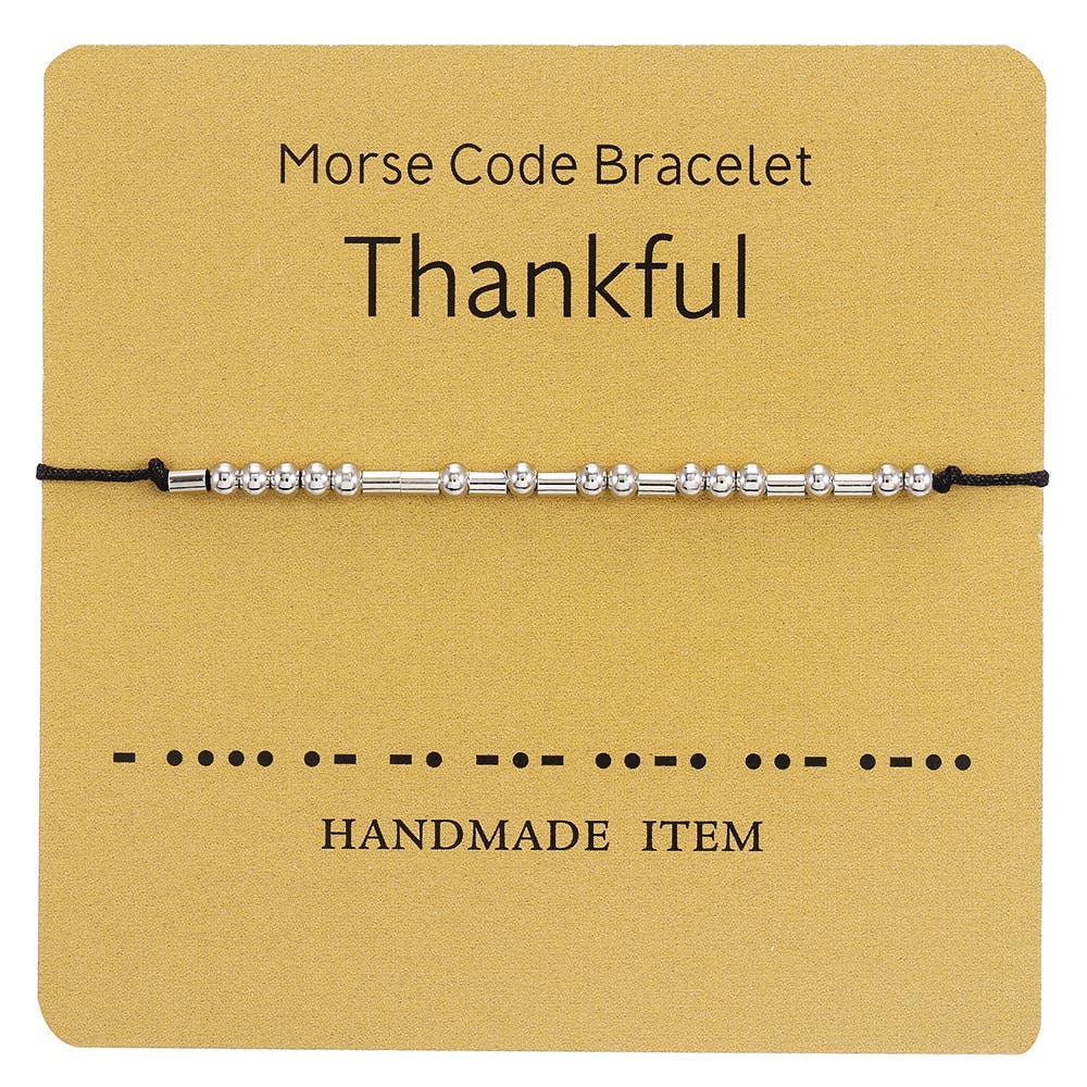 1PC Morse Code Bracelet Silver Beads