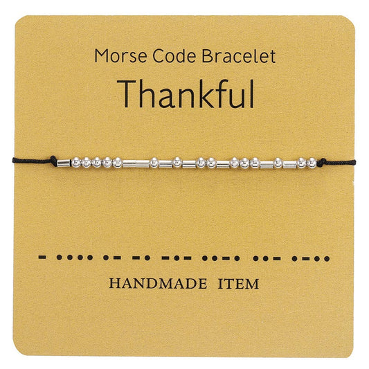 1PC Morse Code Bracelet Silver Beads