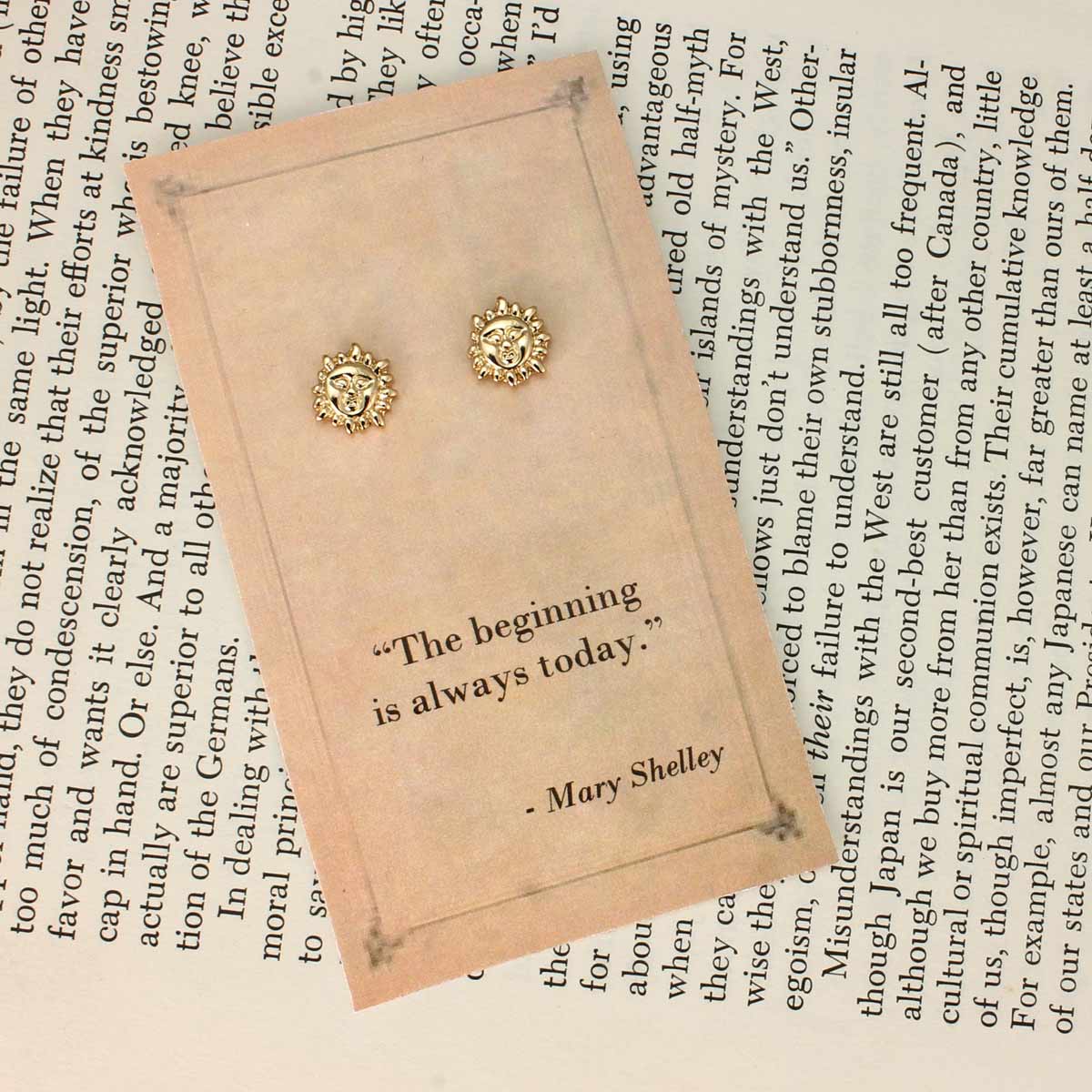 Literary Quote Sun Post Earrings