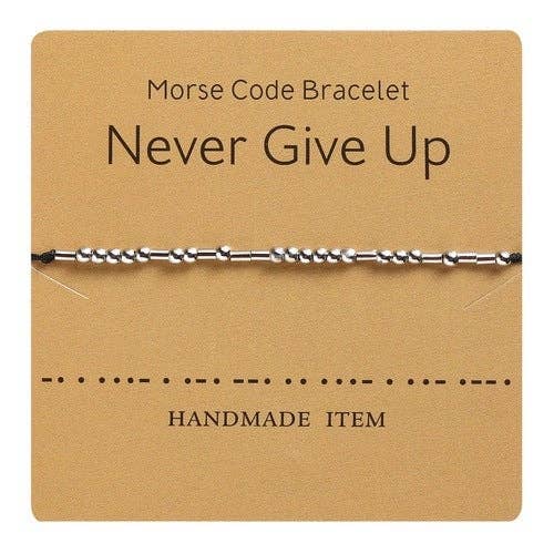 1PC Morse Code Bracelet Silver Beads