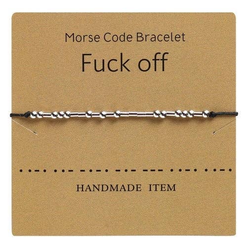 1PC Morse Code Bracelet Silver Beads