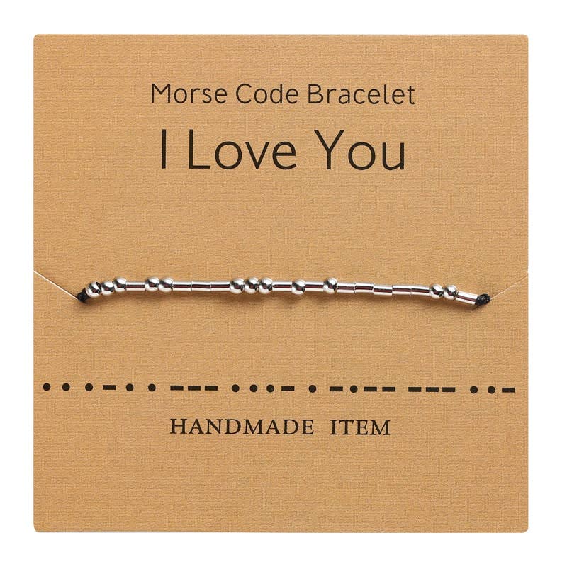 1PC Morse Code Bracelet Silver Beads