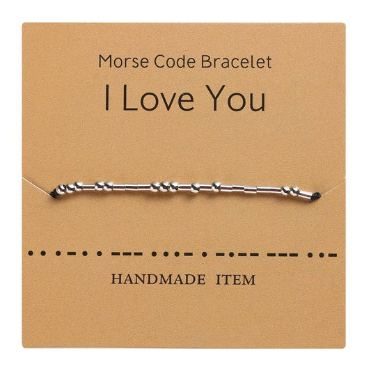 1PC Morse Code Bracelet Silver Beads