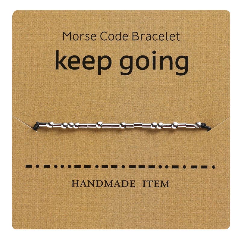 1PC Morse Code Bracelet Silver Beads