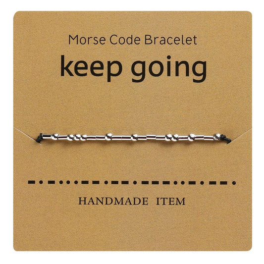 1PC Morse Code Bracelet Silver Beads