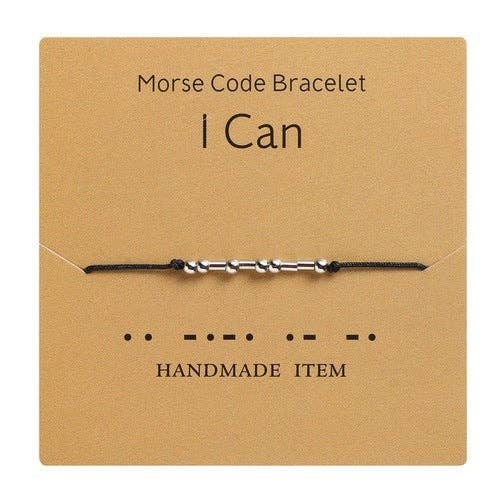 1PC Morse Code Bracelet Silver Beads