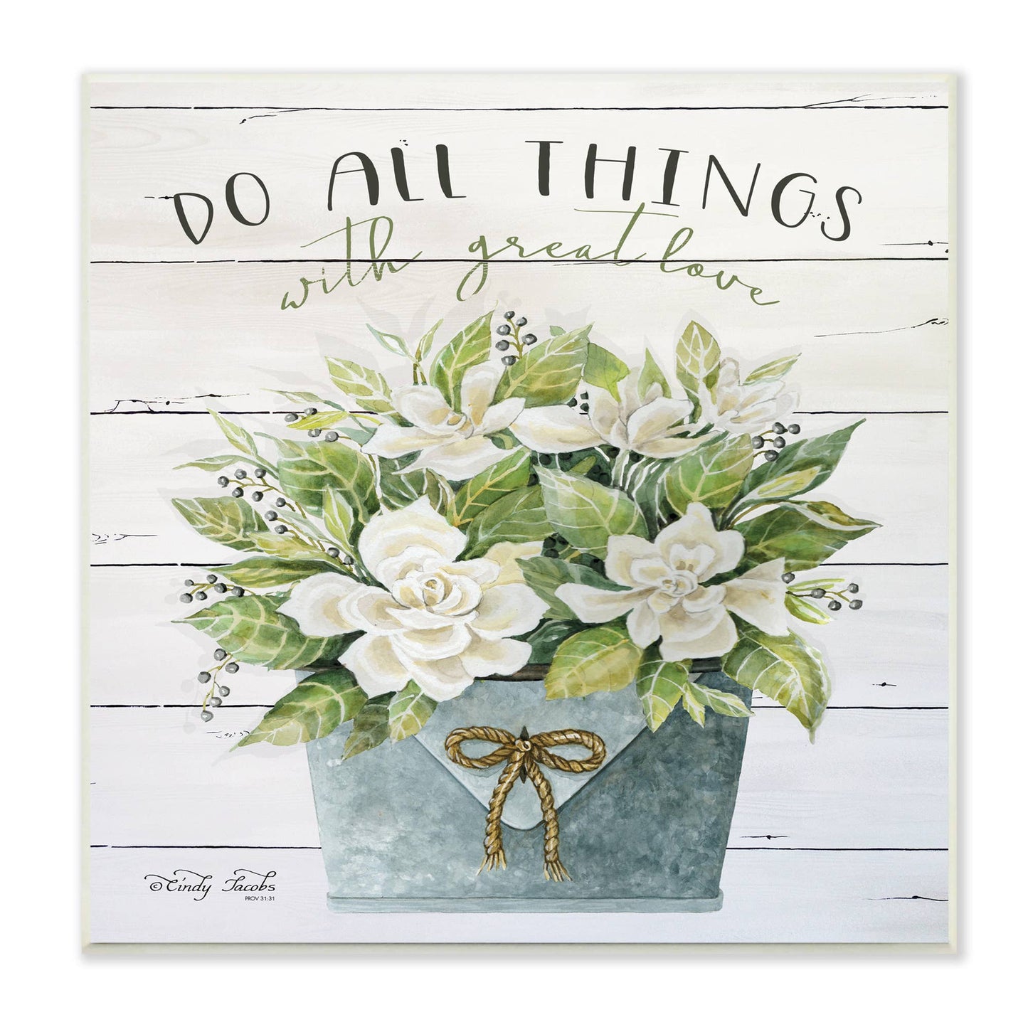 Do All Things With Great Love Floral Magnolia Pail Wall Art