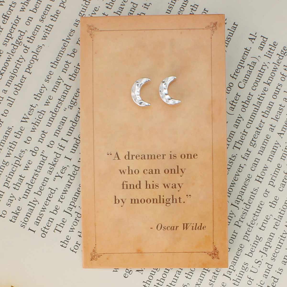 Literary Quotes Moon Post Earrings